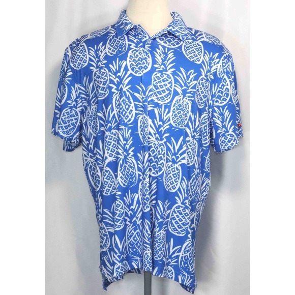 Chubbies Performance Blue Pineapples Golf Polo Shirt Mens Size 2XL - Picture 1 of 5